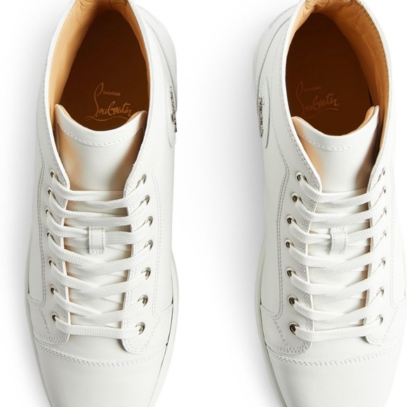 Christian Louboutin - White Leather High-Top Sneakers - Orig. $945.00 - Size 48 - Picture 7 of 12